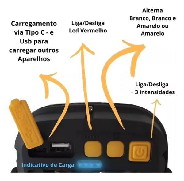 Lanterna Refletor Led Recarregável 30w 3cor Led Portátil Top - Image 2